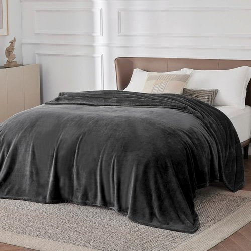 Bedsure GentleSoft Fleece Blanket - Cozy California King Size Charcoal Plush Blanket, 102x96 Inches