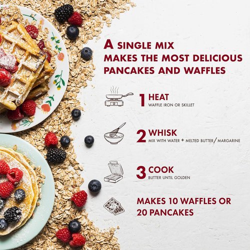 Classique Fare Belgian Waffle Mix - Light & Crisp Waffles, Pancakes & Muffins - 16 Oz Box for Quick Breakfast