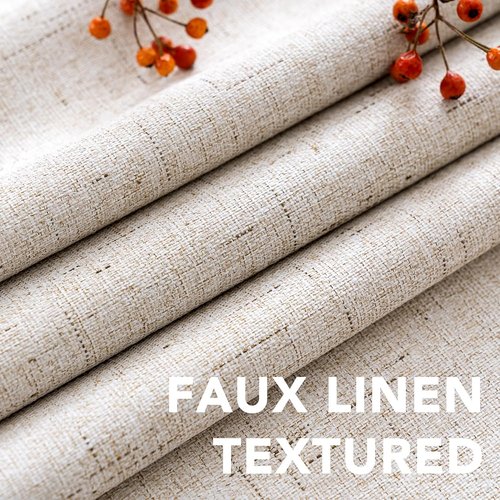H.VERSAILTEX 100% Blackout Curtains - Full Light Blocking, Textured Design | 84-Inch Grommet Panels, Natural Color (2-Pack)