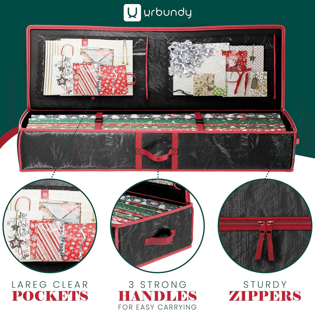 Regine Switzerland Heavy Duty Wrapping Paper Organizer - Black Storage Bag for Gift Bags & Decorations