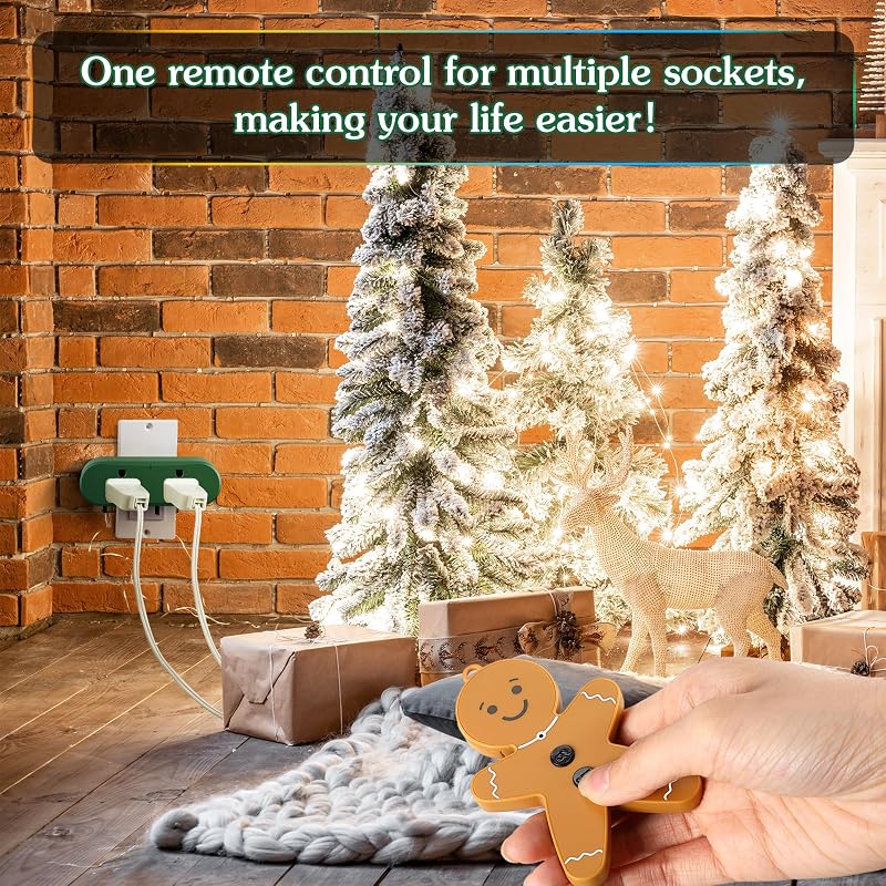 Gingerbread Man Wireless Remote Switch for Christmas Tree Lights - 1 Pack