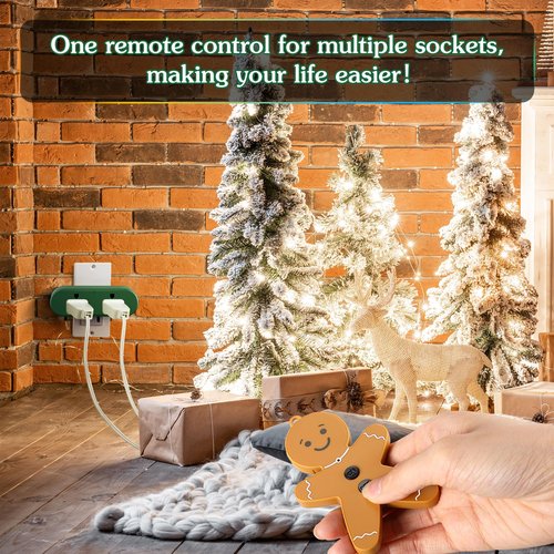 Enhon Wireless Remote Switch for Christmas Tree Lights, Gingerbread Man Wireless Remote for Christmas Tree Lighting Controller On Off Touch(1 Pack)