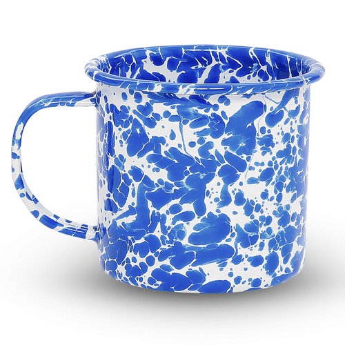 Crow Canyon Home Enamelware Mug, 12 ounce, Blue/White Splatter (Set of 4)