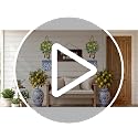 Chinoiserie Bead Christmas Wreath Door Hanger - Blue & White Wooden Sign - 11.8 Inches