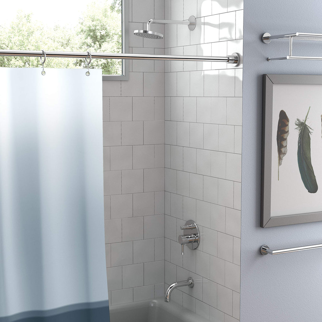 Gatco 829C Modern Minimalist Straight Shower Rod Set, 60 Inch, Chrome