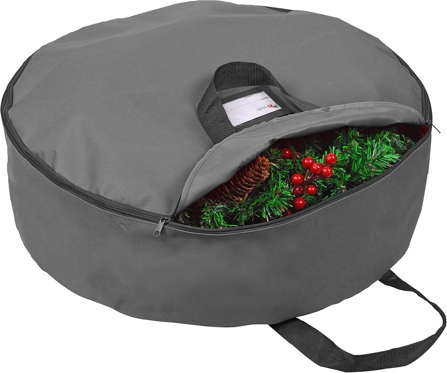 Primode Wreath Storage Bag - Heavy Duty 600D Oxford Polyester with Handles | 30" Gray Xmas Holder