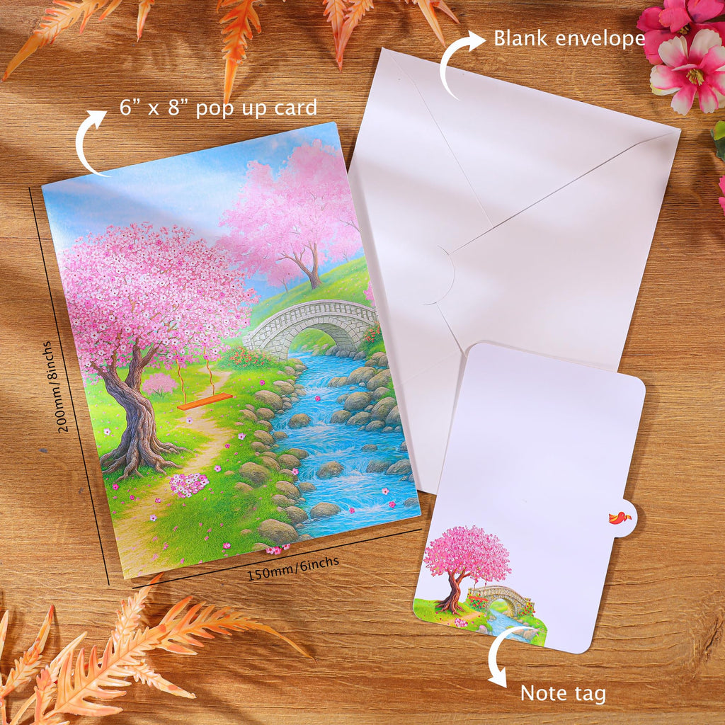 Pop Up Valentines Cards, 3D Cherry Blossoms and Swing Couple in Love, Anniversary, Wedding Cards for Wife, Husband, Her, Him, Girlfriend, Ideal Gift for Birthday, Wedding, Valentine's Day, Mothers Day