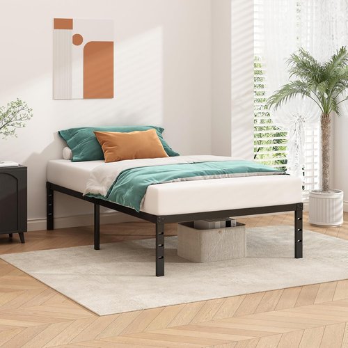HLIPHA Metal Platform Bed Frame - 12-Inch Tall Twin Size with Heavy-Duty Support Slats | Easy Assembly, Black