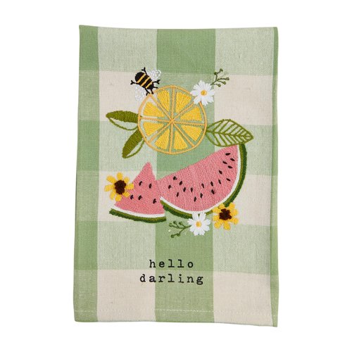 Mud Pie Hello Embroidered Towel; 21" x 14"