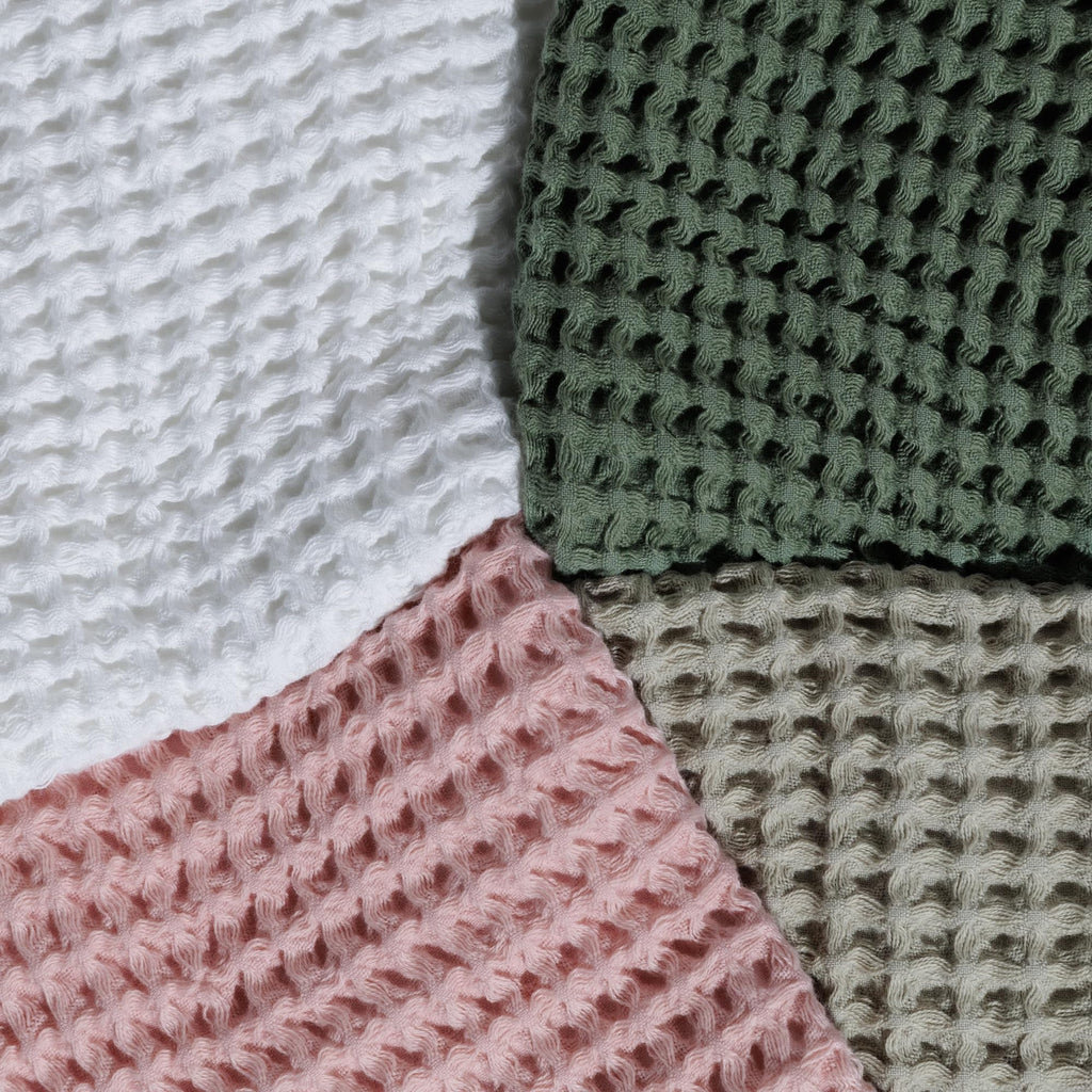 DEMMEX Organic Cotton Waffle Turkish Hand Towels for Bathroom & Kitchen, Large 20x30 in, 100% Oeko-TEX Certified Ultra Soft Turkish Cotton, Lightweight Quick Dry Waffle Weave, Set 2 (Crisp White)