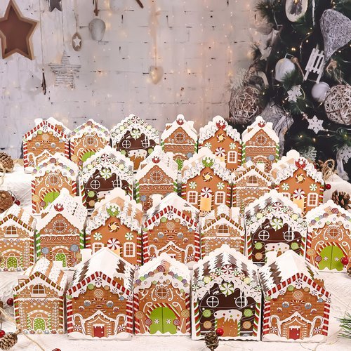 FALIZIFU Empty Advent Calendars to Fill Christmas Advent Calendar Boxes 24 Days Christmas Countdown Calendar for Kids Adults Gingerbread House Fillable Advent Calendar