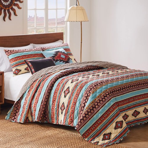 Greenland Home Red Rock Quilt and Pillow Sham Set, 3-Piece King/Cal King, Clay