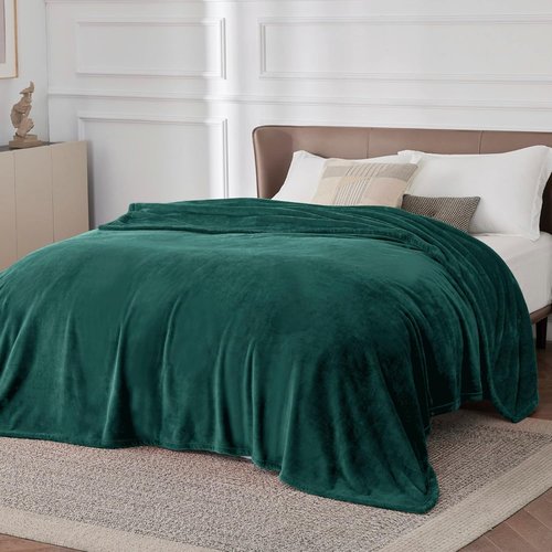 Bedsure GentleSoft Fleece Bed Blanket - Oversized Cozy Microfiber in Forest Green, 120x120 Inches
