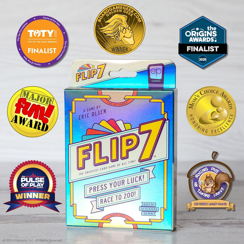 USAOPOLY Flip 7 Card Game - Fast-Paced Strategy & Luck for 3+ Players | Perfect for Game Nights, Ages 8+