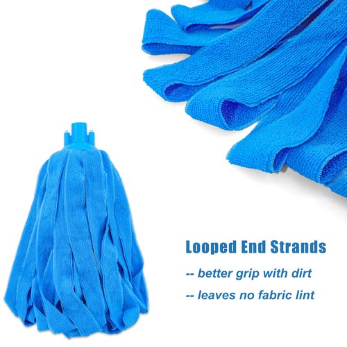 Microfiber Cloth String Mop Head Refill, Loop End Screw On Mop Head Compatible with All Standard US Threading Pole (Acme 3/4 inch Thread) – (3)