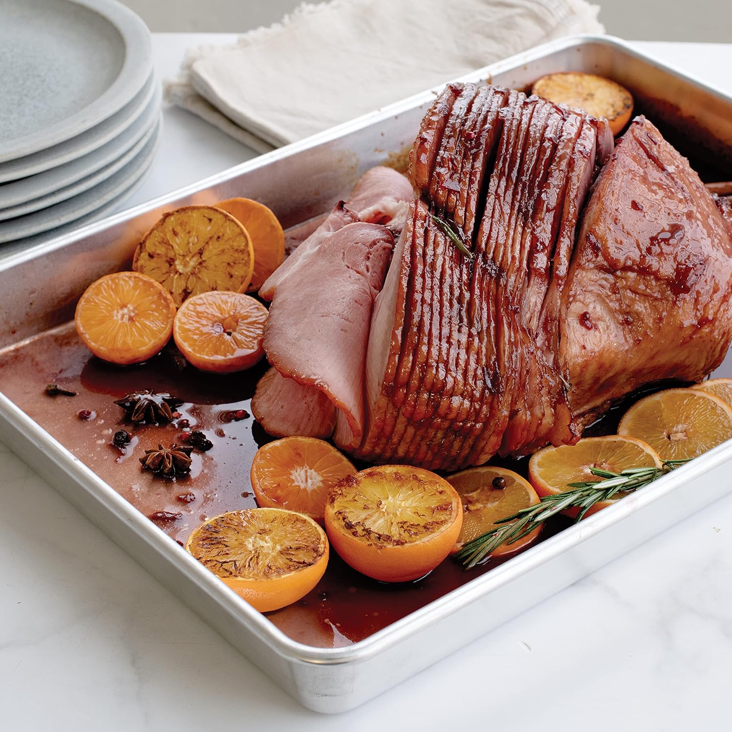 Nordic Ware Extra Large Baking Pan - High-Sided, Natural Aluminum, 21.1 x 15 x 2 Inches | Reinforced Steel Rim