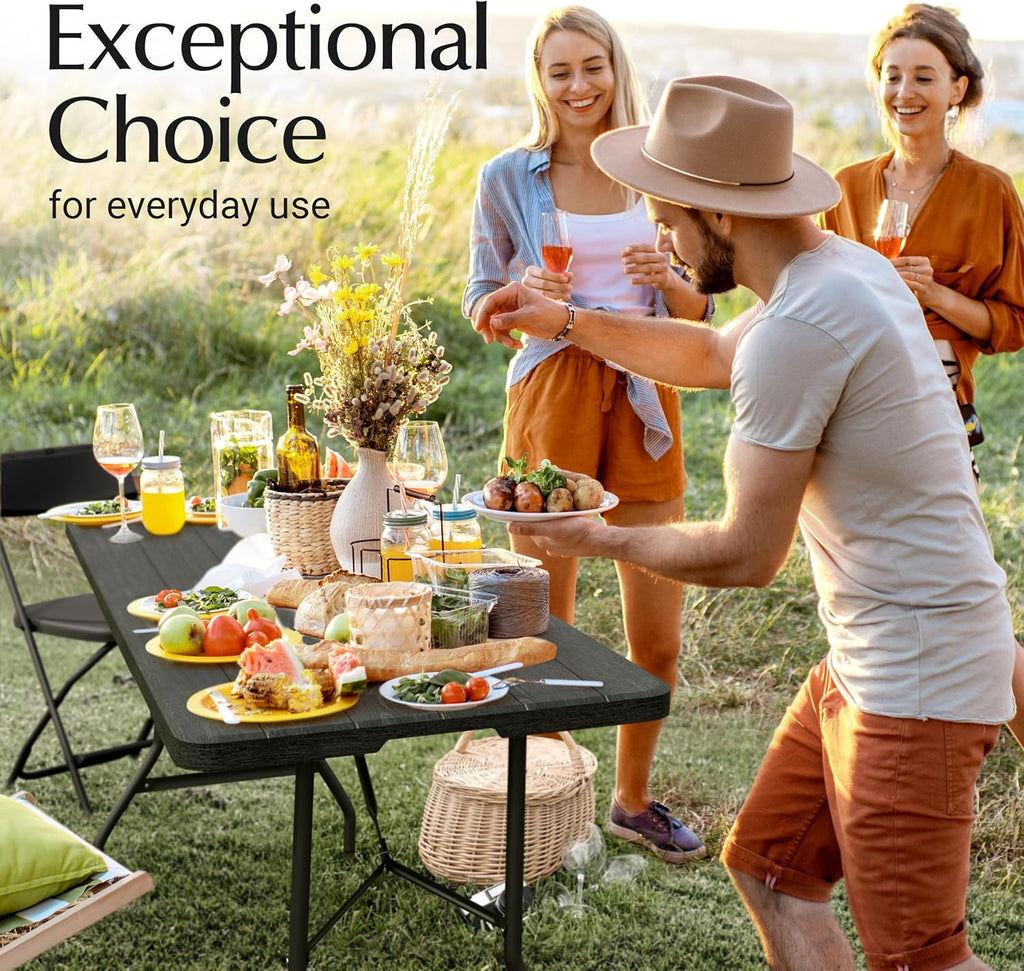 6FT Heavy Duty Folding Table by [Brand Name] - Portable with Built-In Handle & Steel Legs | Ideal for Events, Picnics, and Camping