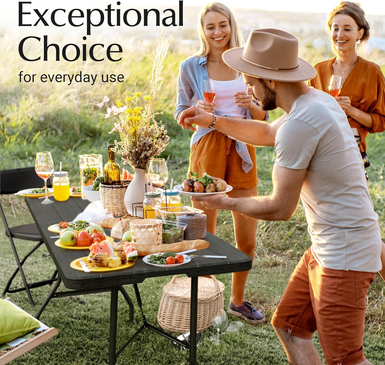 6FT Heavy Duty Folding Table by [Brand Name] - Portable with Built-In Handle & Steel Legs | Ideal for Events, Picnics, and Camping