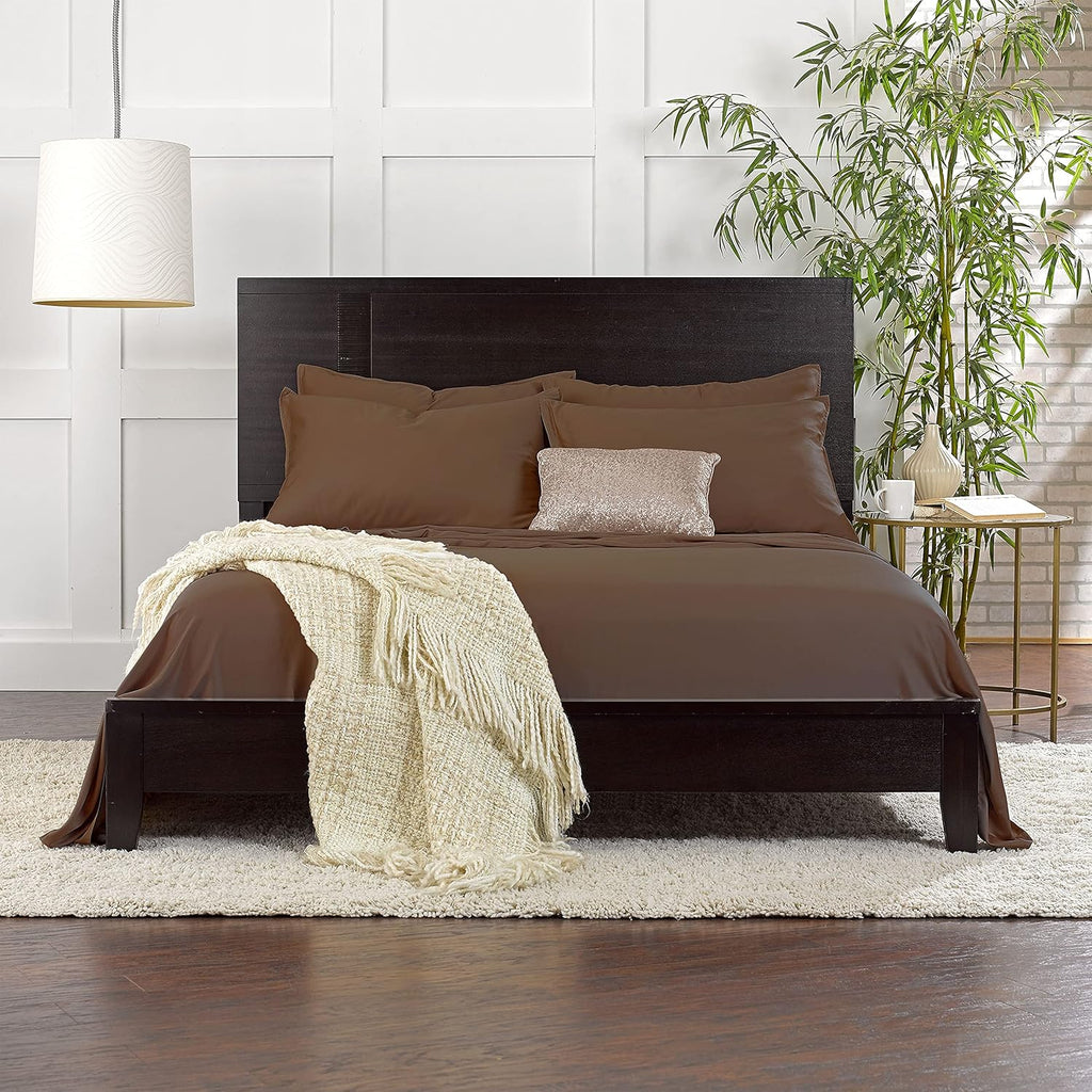 Pure Bamboo California King Sheets - 100% Organic Viscose Bed Set, Soft & Cooling | Coconut Husk Color