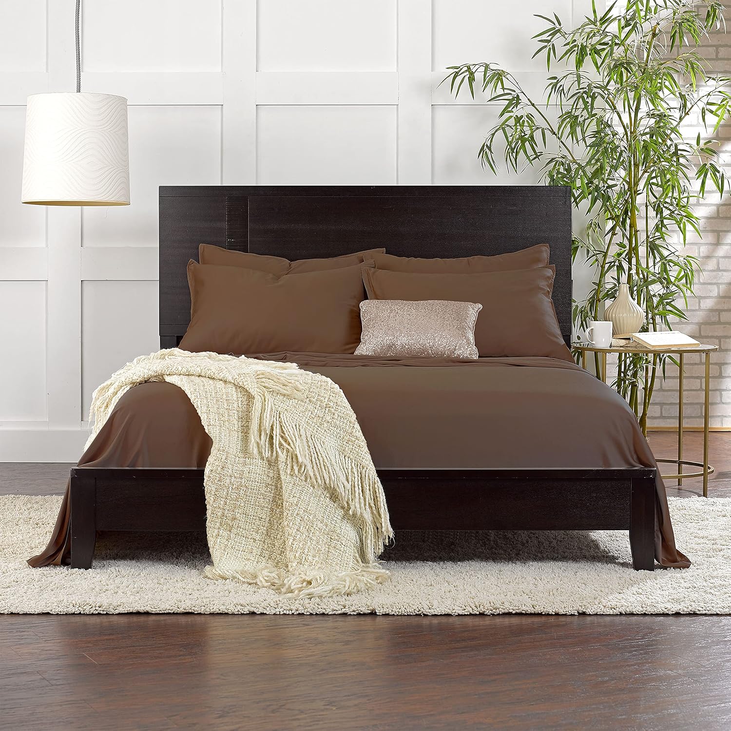 Pure Bamboo California King Sheets - 100% Organic Viscose Bed Set, Soft & Cooling | Coconut Husk Color