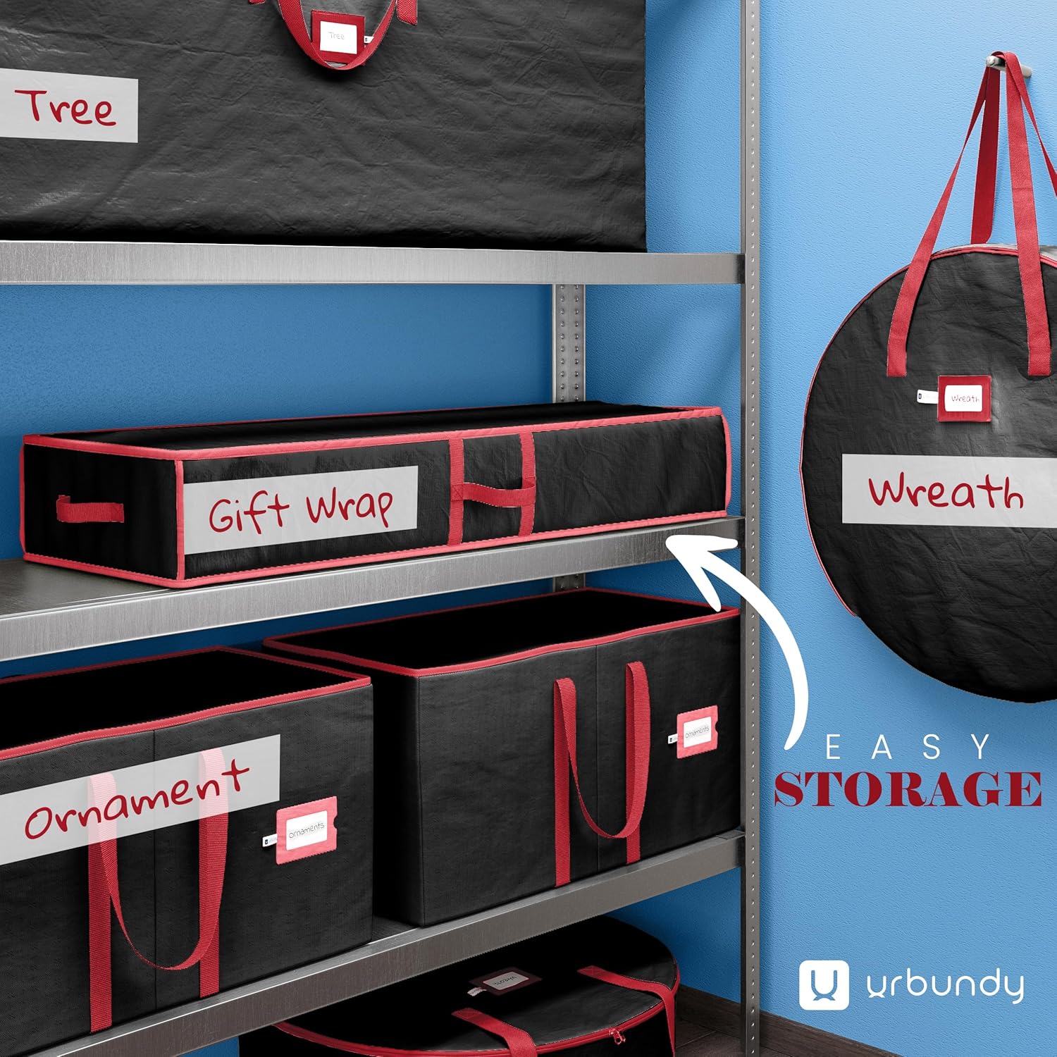Regine Switzerland Heavy Duty Wrapping Paper Organizer - Black Storage Bag for Gift Bags & Decorations