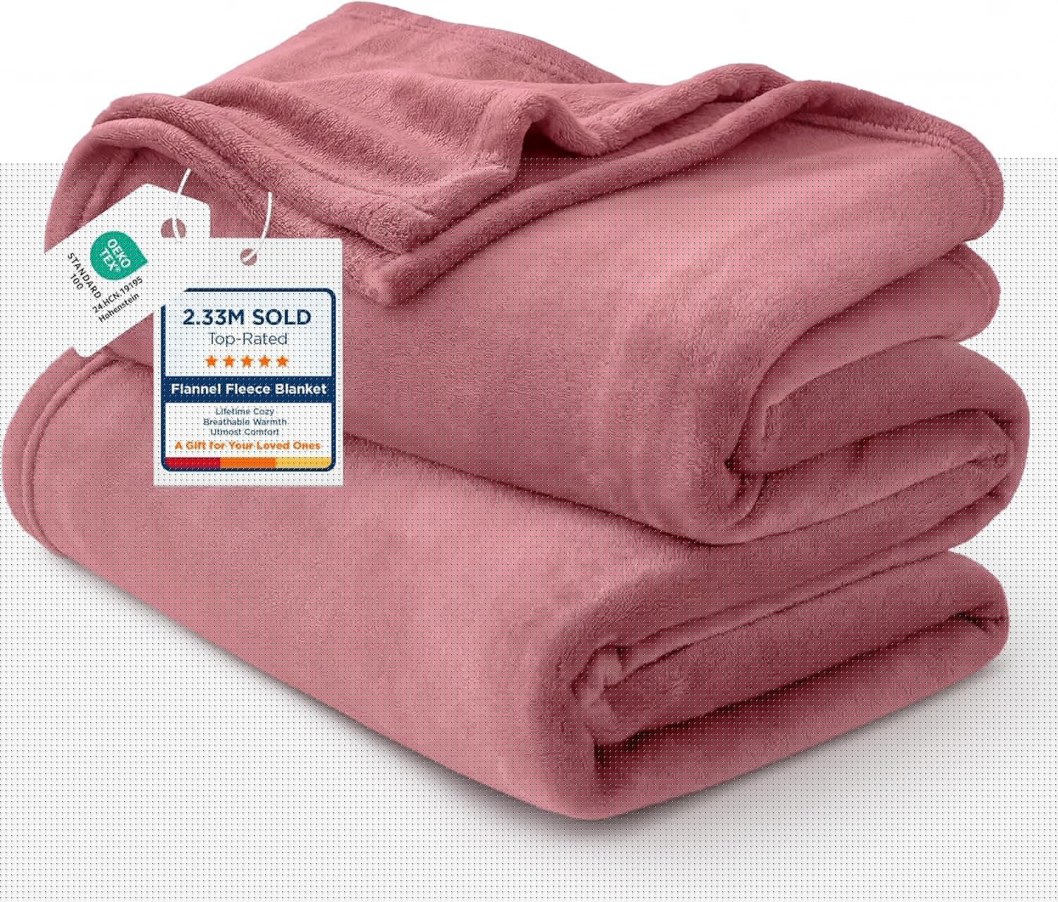 Bedsure GentleSoft Fleece Throw Blanket - Lightweight Plush Cozy Blanket for Couch, Dusty Rose, 50x60 Inches