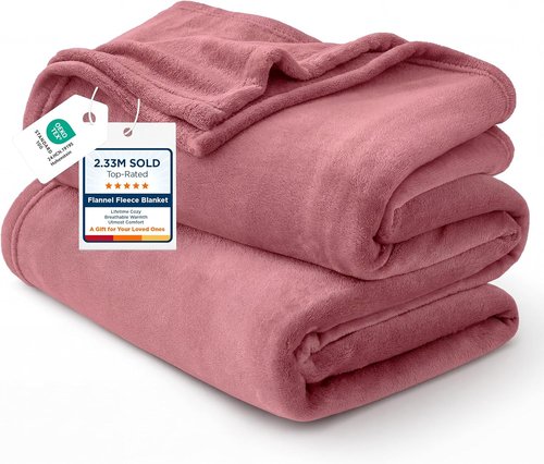 Bedsure GentleSoft Fleece Bed Blanket - Soft, Lightweight, Plush Cozy Luxury in Dusty Rose, 90x90 Inches