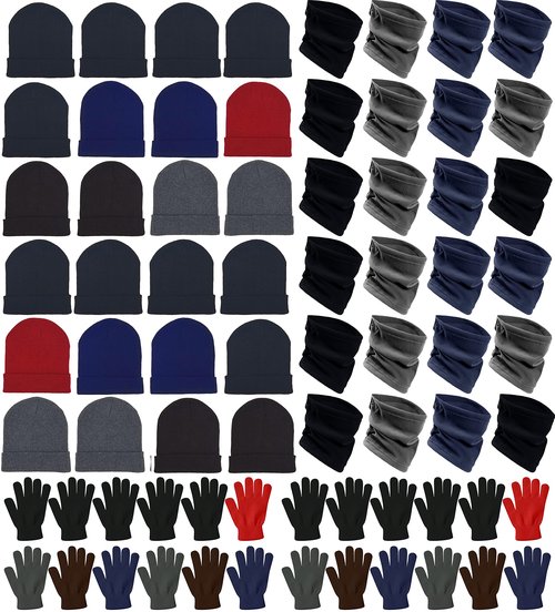 72x Winter Gloves, Beanies, Neck Warmers Unisex Bulk Pack Donation Charity Care Bundle