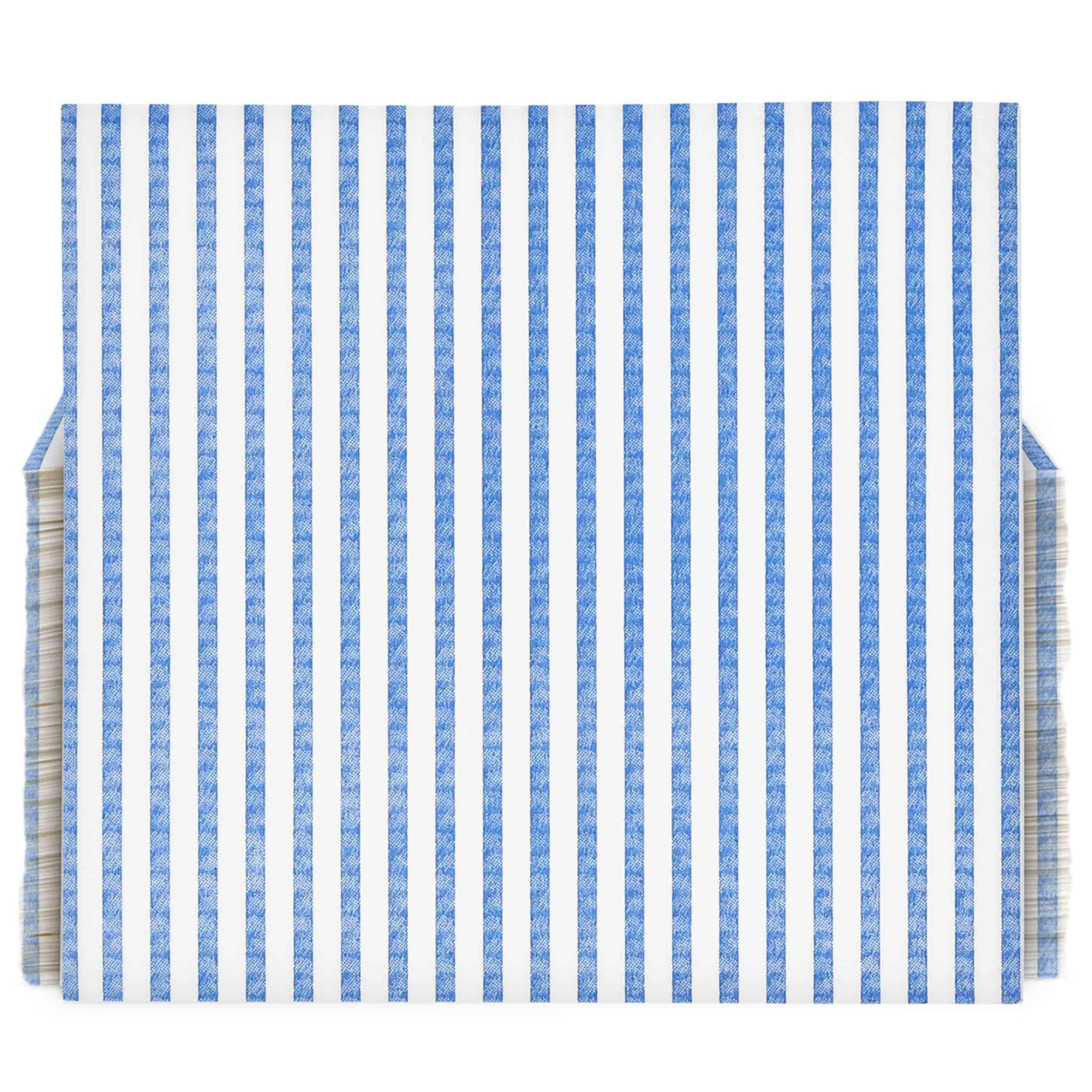 100 Pcs Blue & White Stripe Cocktail Beverage Napkins Disposable Paper Thin Striped Dessert Napkin for Birthday Baby Shower Party Supplies Decor