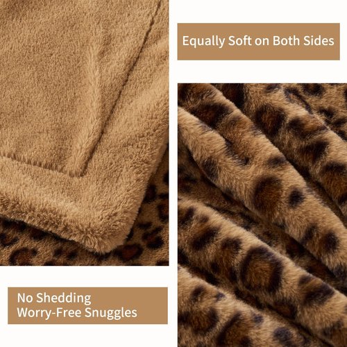 GALMAXS7 Cheetah Throw Blanket, Double-Sided Plush Fluffy - Luxury Faux Fur Leopard Print Blanket, Soft and Cozy Room Decor (50x60 Inches, Brown)
