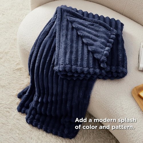 Bedsure GentleSoft Fleece Blanket - Cozy Navy Blue Throw for Couch, Perfect Size 60x80 Inches