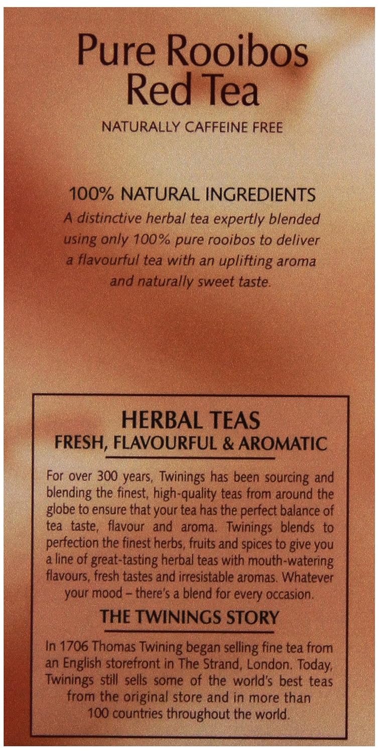 Twinings Red African Rooibos Tea - Caffeine-Free Herbal Blend | 20 Count (Pack of 4)
