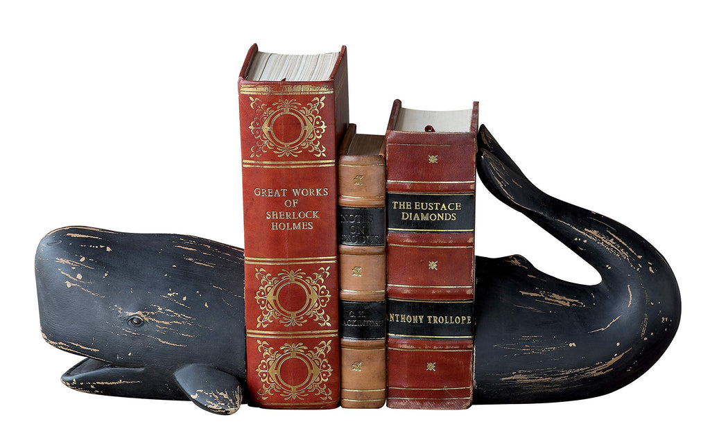 Creative Co-Op Whale Shaped Resin Bookends (Set of 2 Pieces)