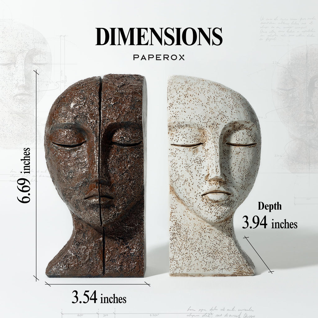 Heavy Duty Book Ends for Shelves - Book Ends for Heavy Books, Book Stopper for Shelves, Bookends for Shelves, Book Ends Unique, Bookends Decorative, Aesthetic Bookshelf Decor, The Tranquil Faces