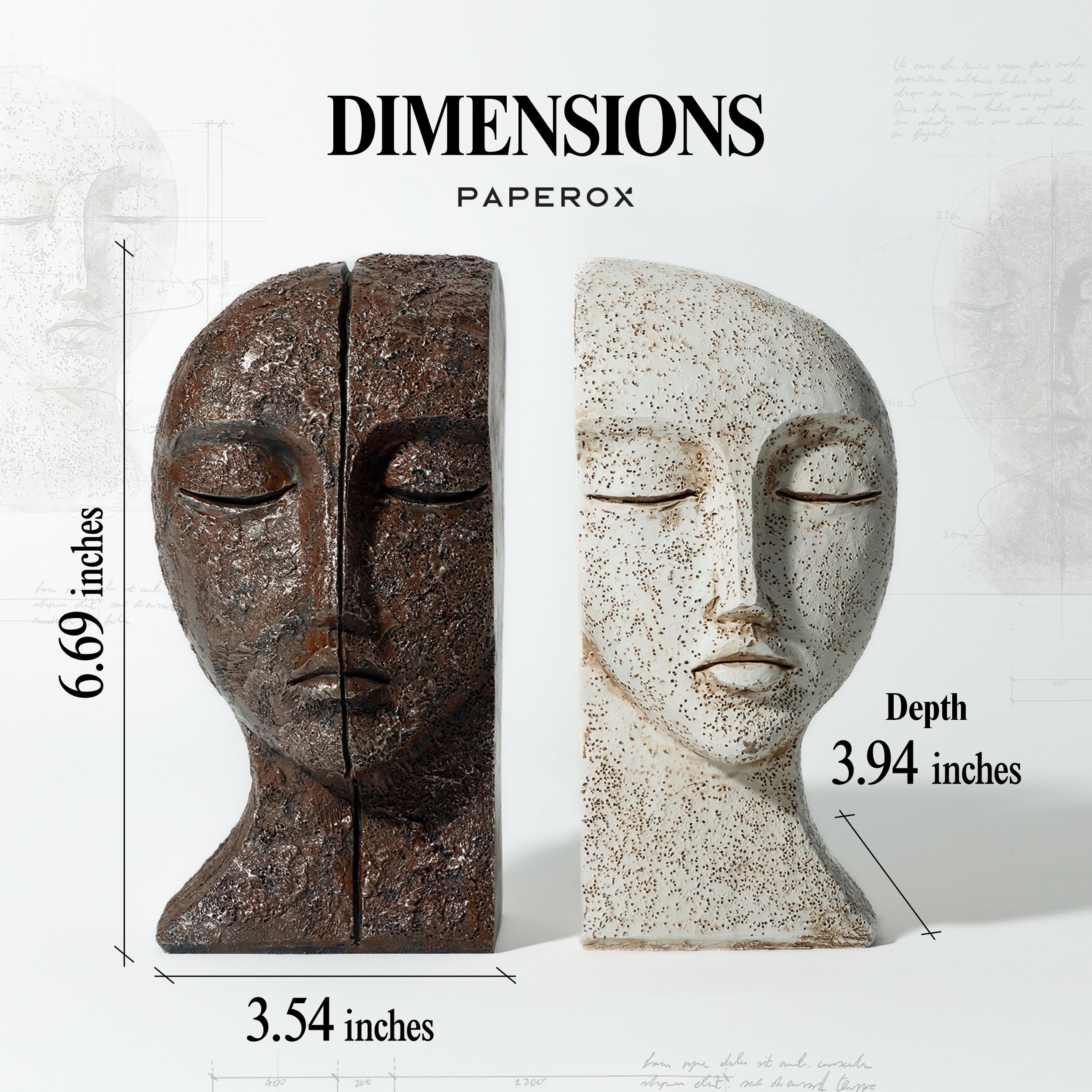 Heavy Duty Book Ends for Shelves - Book Ends for Heavy Books, Book Stopper for Shelves, Bookends for Shelves, Book Ends Unique, Bookends Decorative, Aesthetic Bookshelf Decor, The Tranquil Faces