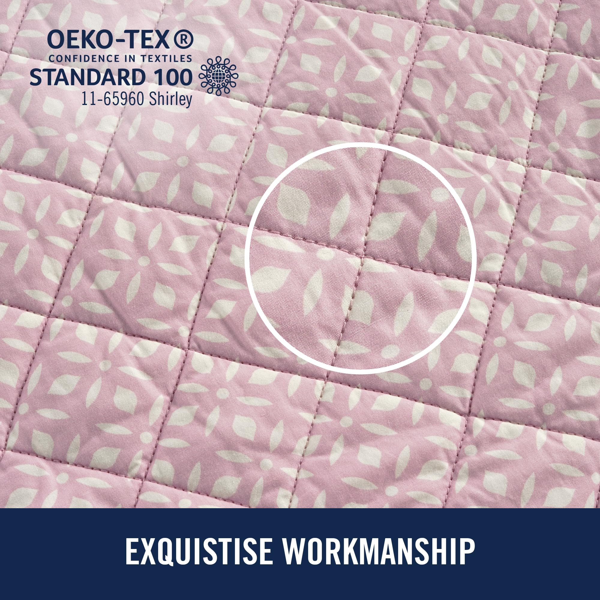 Izod 100% Cotton Percale Pre-Washed Quilt Set, Ultra-Soft & Reversible Bedding, Twin Cotton Comforter, Wrinkle-Resistant 2-Pc Cotton Bedspread with Matching Shams, All-Season Comfort - Pink Mosaic
