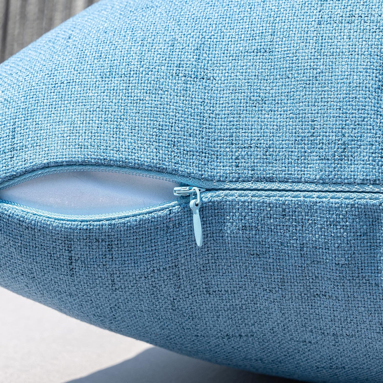 MIULEE Outdoor Throw Pillow Covers - Waterproof Decorative Linen Cushion Shams | 18x18 Inch, Light Blue (Pack of 2)