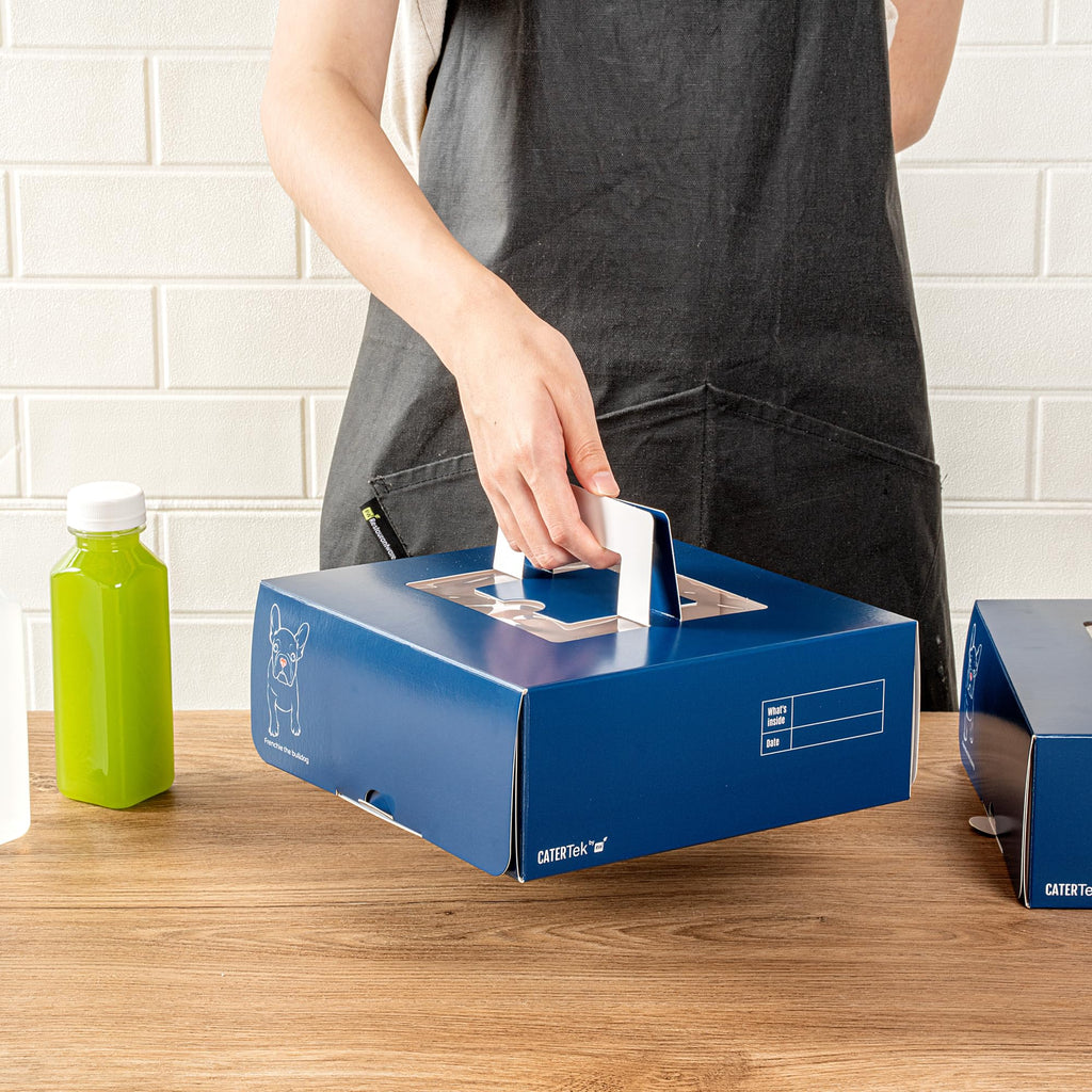Restaurantware Cater Tek 9 x 9 x 3.5 Inch Cake Boxes 50 Disposable Lunch Boxes - Display Window Pop-Up Handles Frenchie Paper Pastry Boxes Grease Impermeable Shipped Flat