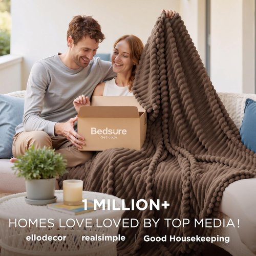 Bedsure GentleSoft Fleece Blanket - Cozy Brown Throw for Couch, Perfect Size 50x60 Inches