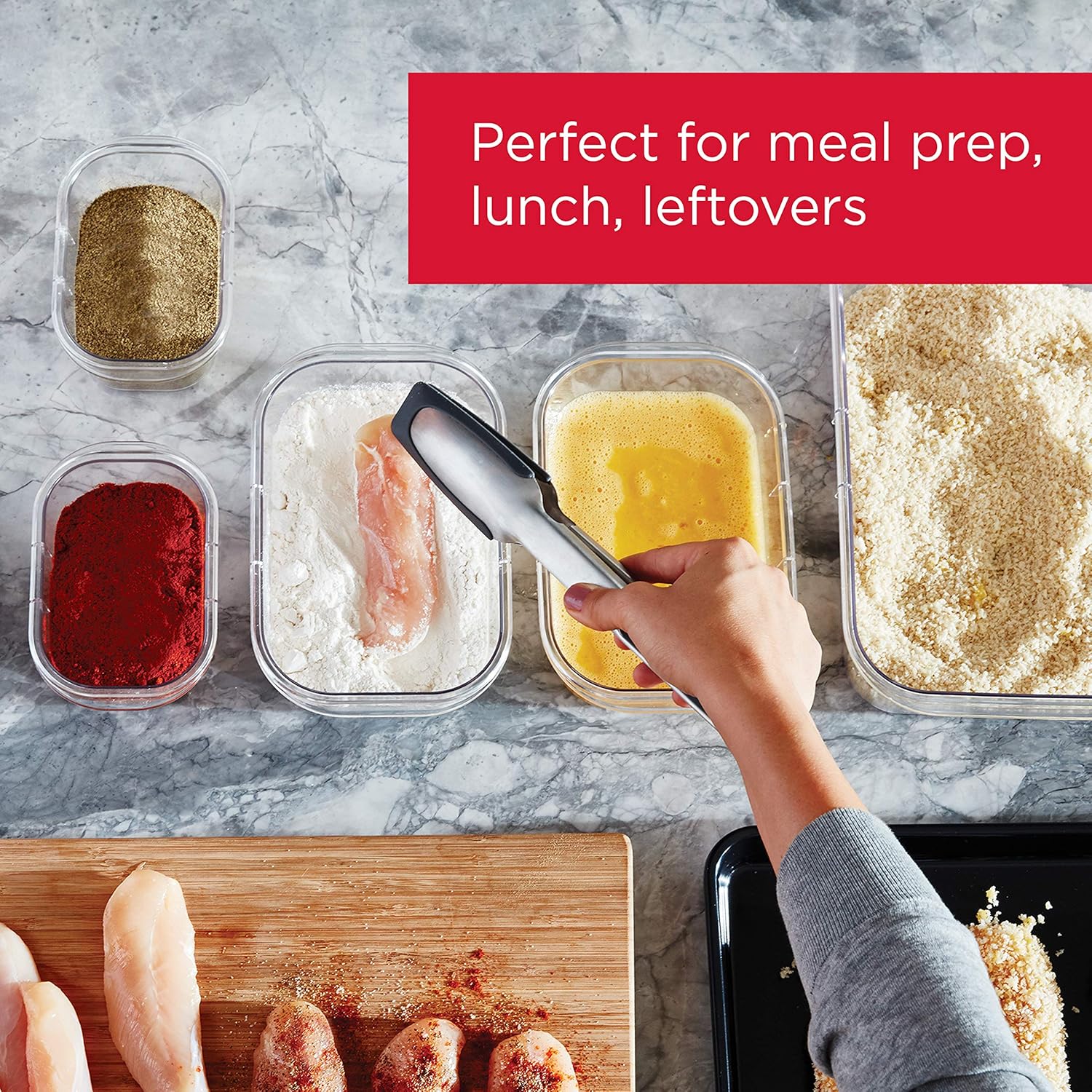 Rubbermaid Brilliance Food Storage Containers - BPA-Free, Airtight, Clear Set of 2 (9.6 Cup) for Meal Prep & Leftovers
