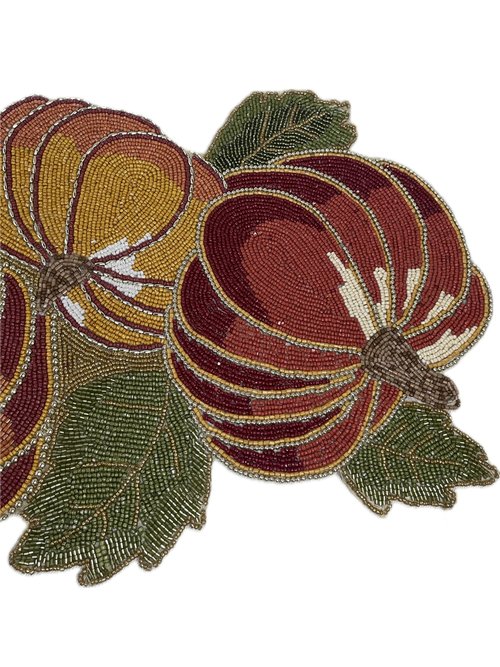 Halloween Pumpkin Beaded Table Runner for Fall - Halloween Decoration Table mat Fancy Colourful red Orange Yellow Brown Multicolour - for Theme Party Celebrations