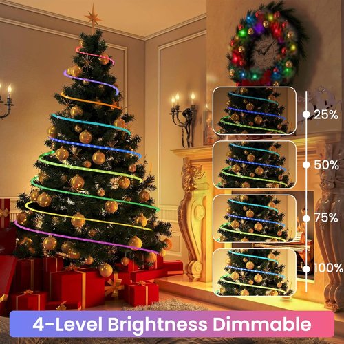Jnaurb RGB Color Changing Rope Lights - 33ft Smart LED String Lights with Remote & APP Control | Waterproof Music Sync