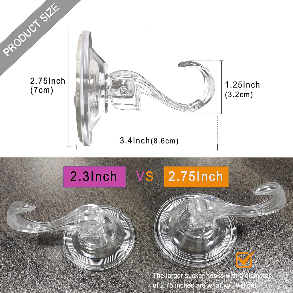 Skiennix Suction Cup Wreath Hanger - Large Clear Heavy-Duty Hooks for Windows, Tiles & Glass