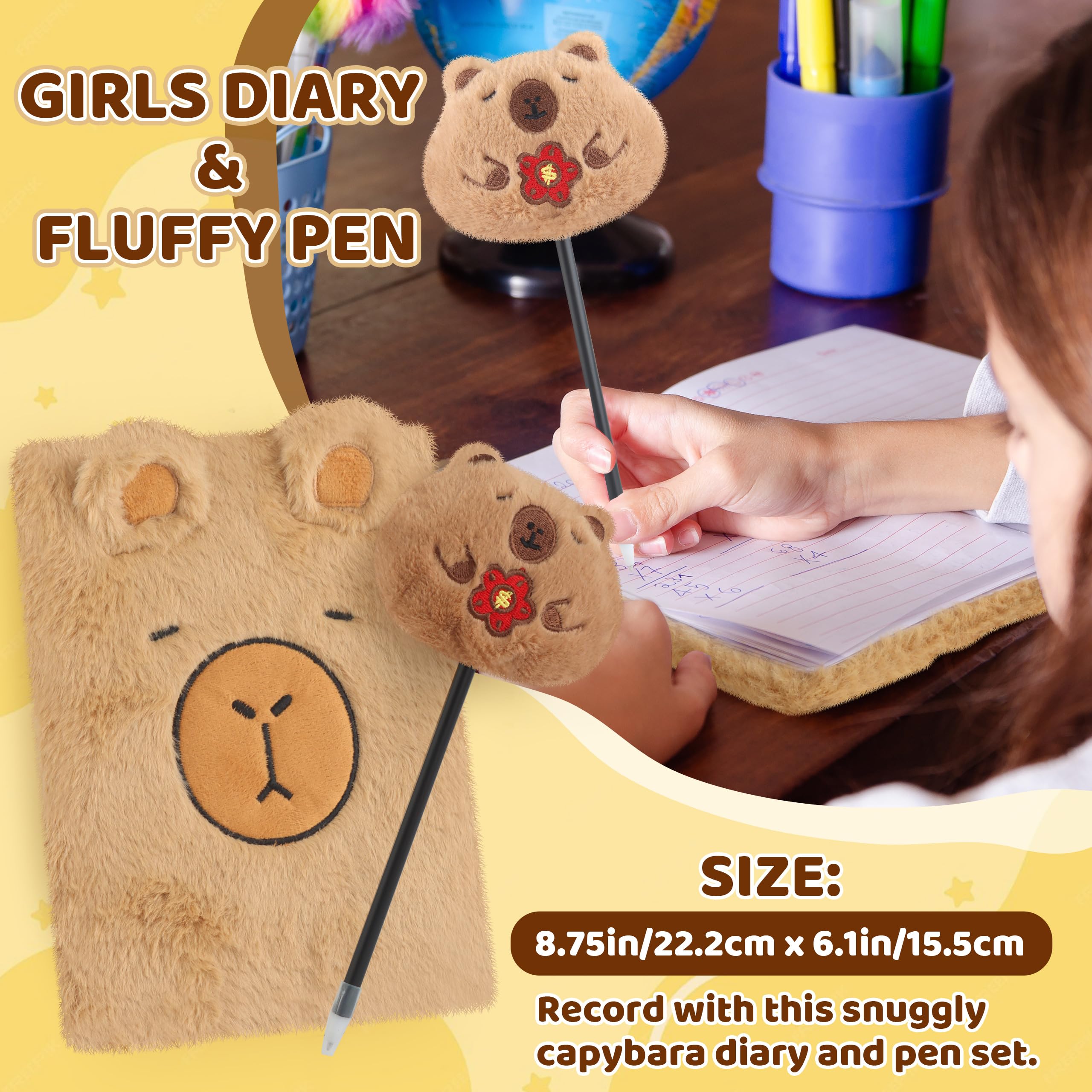 Tekeii Capybara Gifts Box, Cute Capybara Toy for Girls Kids for Back to School, Birthday, of Shoulder Bag, Coin Purch, Water Bottle, Keychain, Plush Notebook, Eye Mask, Bracelet, Pocket Comb