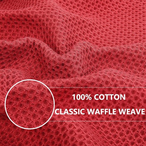 Homaxy 100% Cotton Waffle Weave Dish Cloths - Ultra Soft & Absorbent, Quick Drying | 12-Pack, Brick Red
