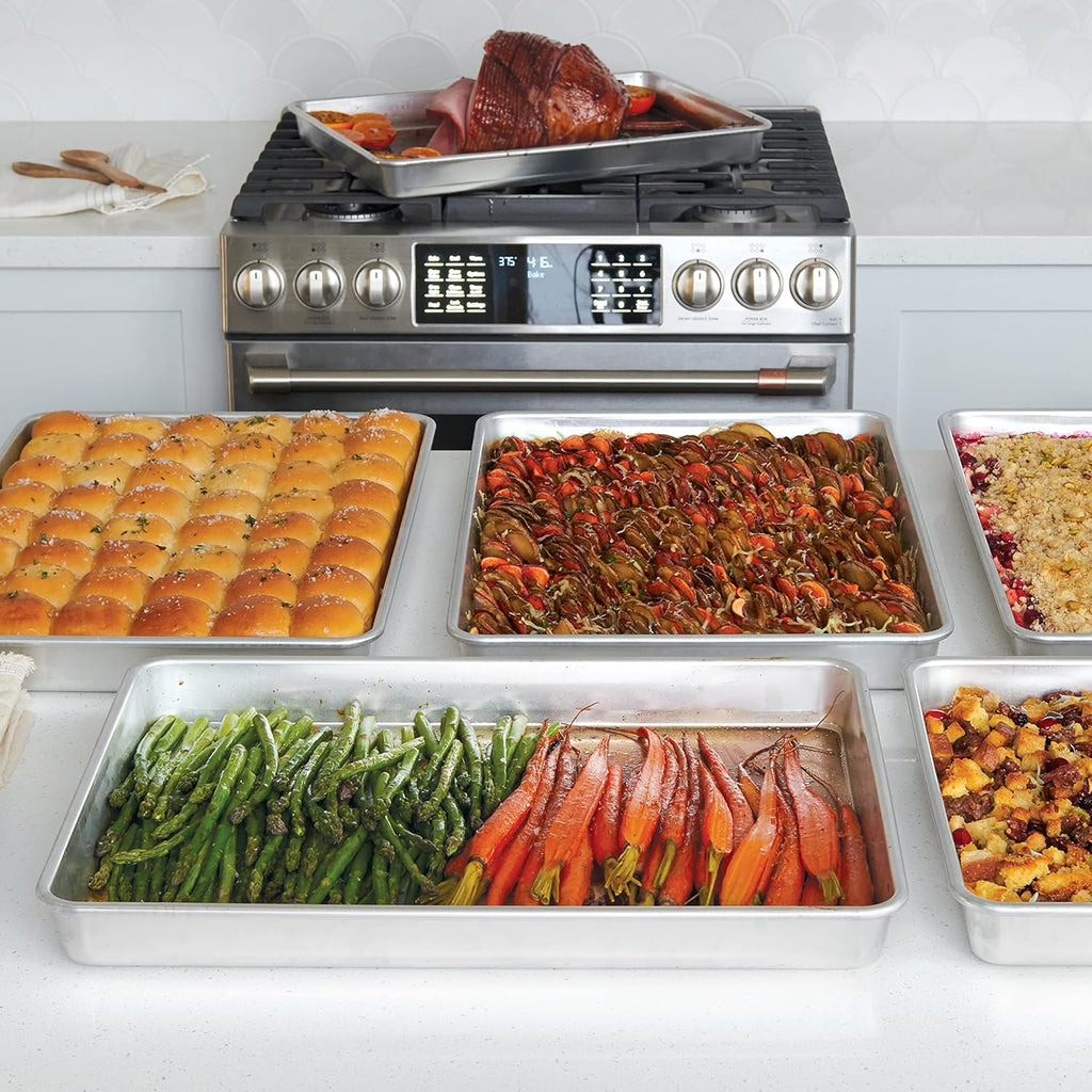 Nordic Ware Extra Large Baking Pan - High-Sided, Natural Aluminum, 21.1 x 15 x 2 Inches | Reinforced Steel Rim