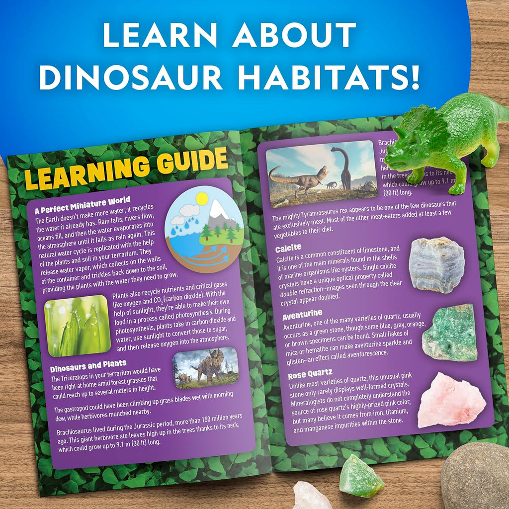 National Geographic Dinosaur Terrarium Kit - Light-Up Dino Habitat with Real Plants | Science Kit for Kids