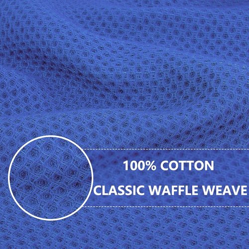 Homaxy 100% Cotton Waffle Weave Dish Towels - Ultra Soft & Absorbent, Quick Drying | 13 x 28 Inches, 6-Pack, Blueberry