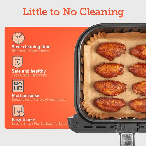 COSORI Air Fryer Liners - 100 PCS Non-Stick Disposable Paper Liners | 7.9" Unbleached Food Grade, Heat Resistant Up to 465°F