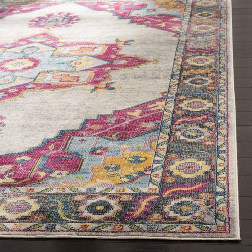 SAFAVIEH Merlot Collection 2' x 8' Cream Multi MER108A Boho Chic Medallion Distressed Runner Rug